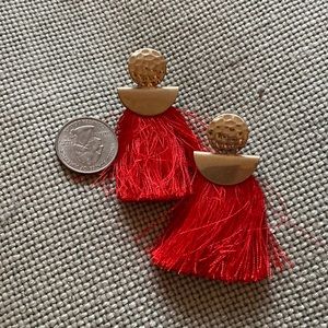 Red and Gold Tassel Earrings